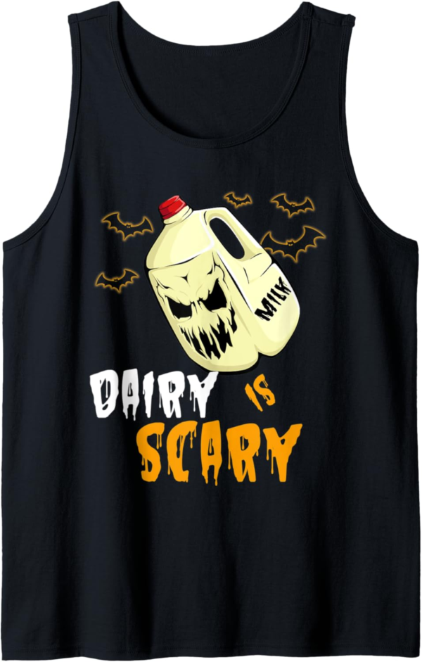 Funny Vegan Halloween Dairy Is Scary Veganism Gift Tank Top - Image 2